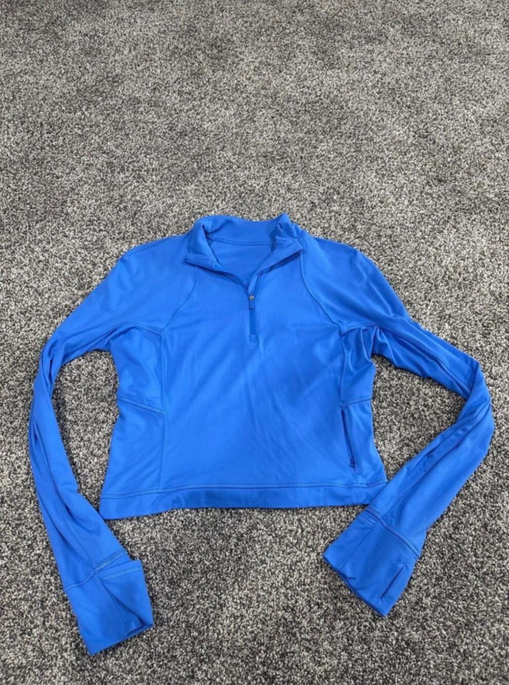 Lululemon It's Rulu Run Cropped Half Zip Size 8 Blue
